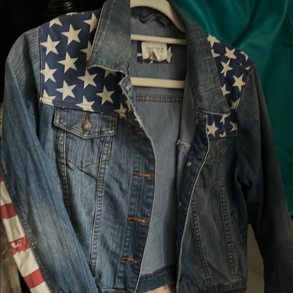 Denim Jacket with Stars and Stripes